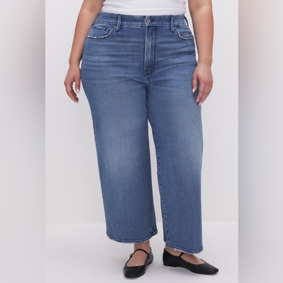 Good American Good Waist Cropped Palazzo Indigo 338 Blue Jeans Size 15 Plus - Picture 1 of 16